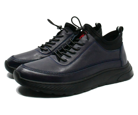 Pantofi sport Franco Gerardo bleumarin din piele naturală, cu inserție stretch-44 EU
