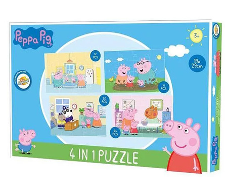 Puzzle Peppa Pig Home 4 in 1, 12,16,20 si 24 piese