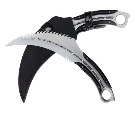 IdeallStore karambit kés, Comando Specialist, rozsdamentes acél, 33 cm, ezüst, tok mellékelve