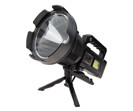 IdeallStore® LED-es zseblámpa, Search Expert, újratölthető, 150 W, 3 világítási mód, állványt tartalmaz