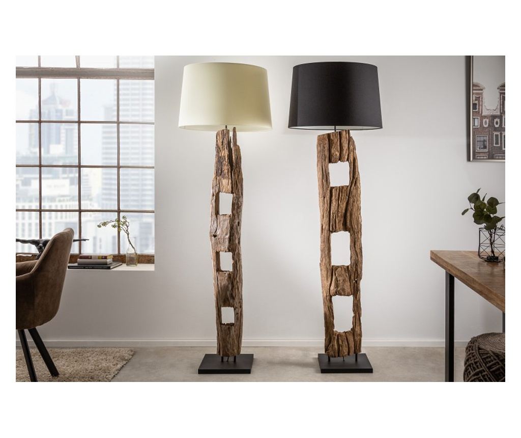 Állólámpa, fa, textil, fekete, magasság 177 cm - 3