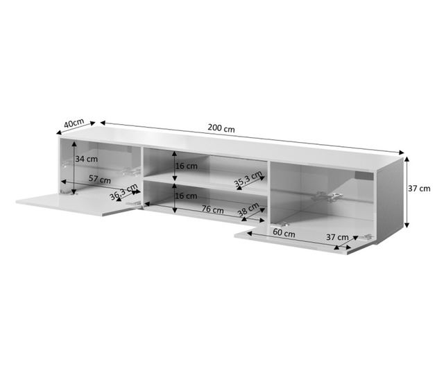 TV stolić SLIDE RTV 200 K  40 cm x 200 cm x 37 cm