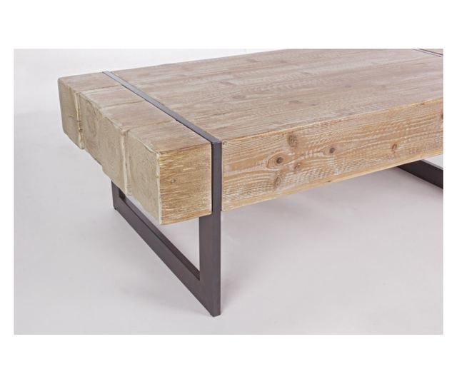 Konferenční stolek Garret s deskou z přírodního dřeva a hnědýma železnýma nohama, 120 cm x 60 cm x 40 cm