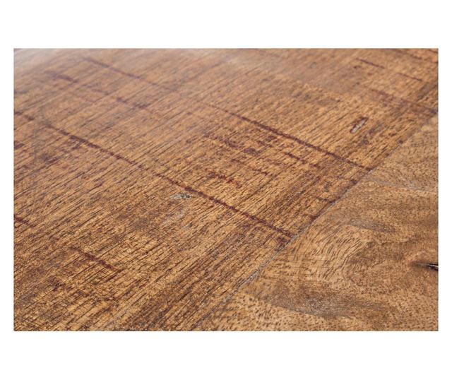 Masuta Cafea Metal Alb Cu Blat Lemn Natur Lancaster Ø 90 Cm X 38 H