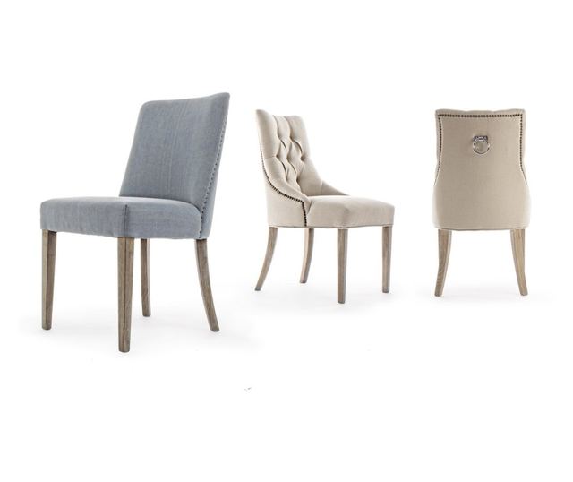 Szék fa háttámlával és krémszínű pamut kárpittal Cally 51 cm x 61 cm x 90 hx 45 h