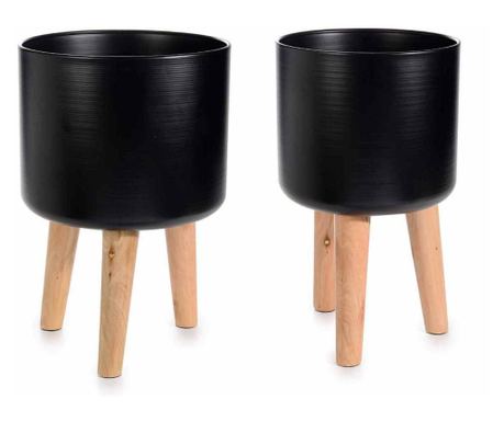 Set od 2 crne prirodne tegle za cvijeće 28x42,5 cm, 24,5x41,5 cm