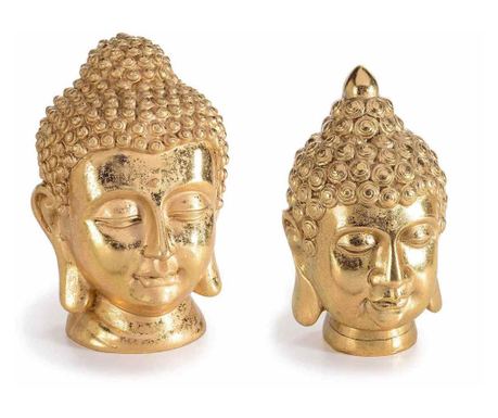 2 db arany Buddha polyresin figurából álló készlet 15x23 cm