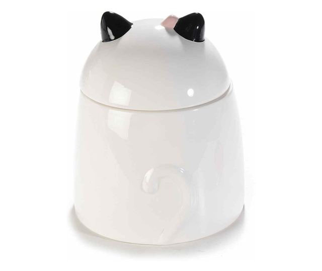 Ukrasna bijela keramička posuda Cat Ø 15 cm x 18 h