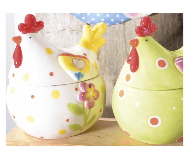 Κεραμικό μπολ Gallina με πράσινο καπάκι 14,5 cm x 11,5 cm x 15,5 h