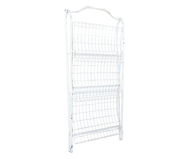 Vintage beli regal iz kovanega železa 3 police 42x36x95 cm