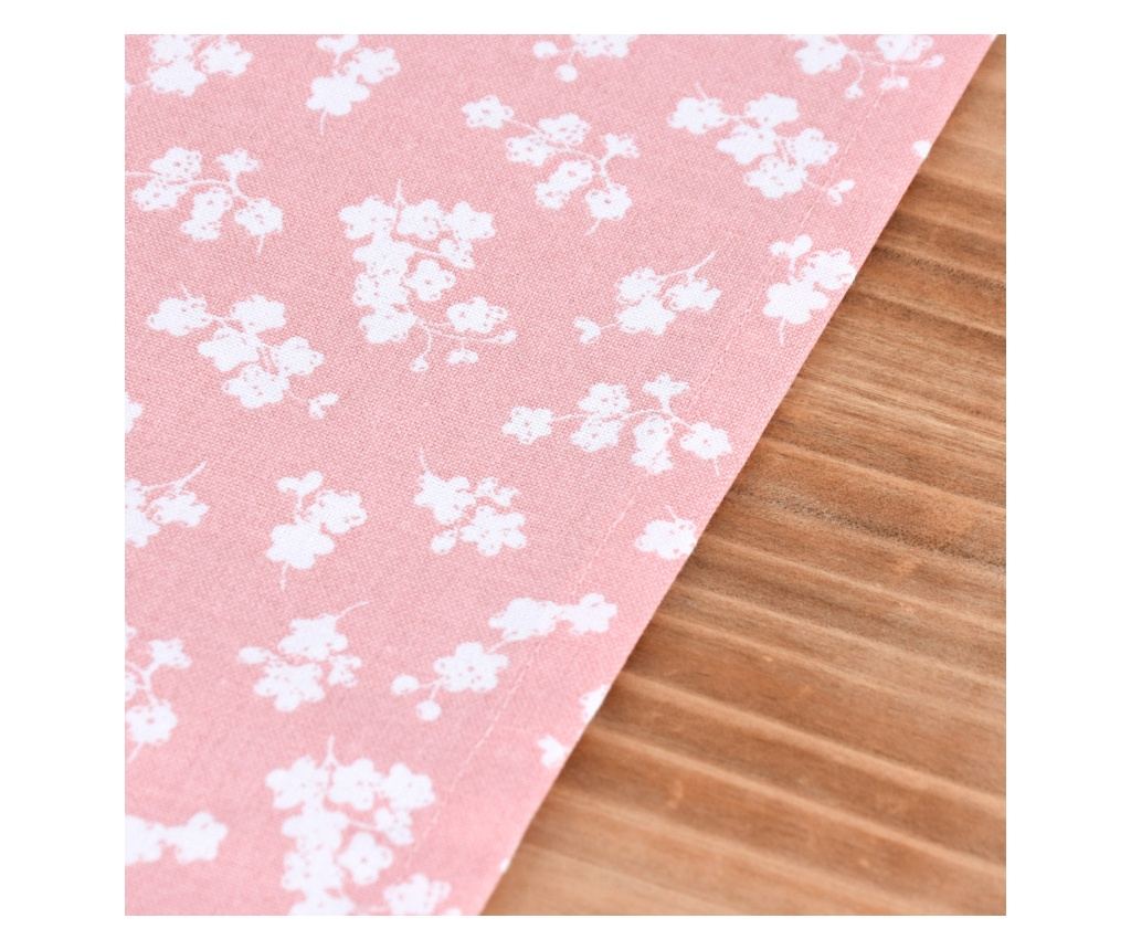 Púdrová ružová bavlnená obrusová kvety 50*160 cm - 3