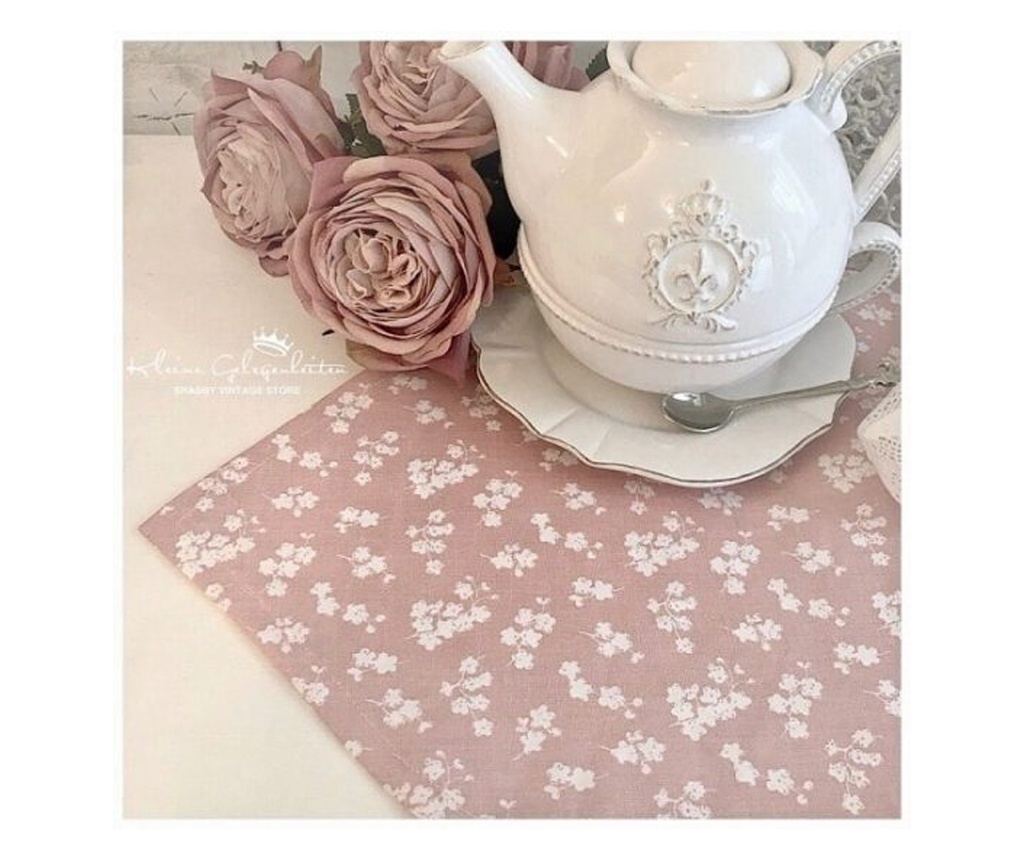 Púdrová ružová bavlnená obrusová kvety 50*160 cm - 4