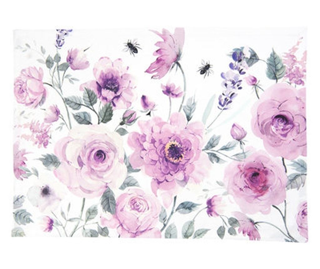 Bílý a růžový bavlněný ubrus s růžemi 150 cm X 150 cm - 3