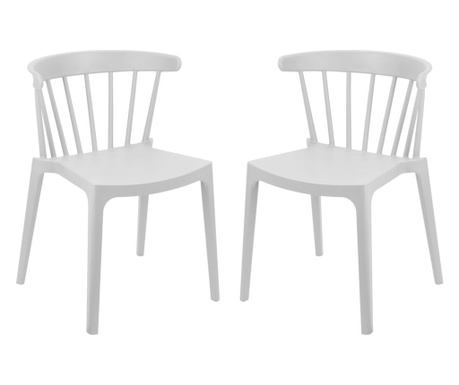 RAKI ASPEN Set 2 scaune terasa/bucatarie albe, 53x53xh75cm, polipropilena