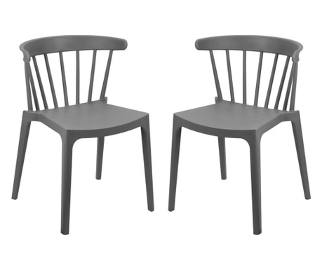 RAKI ASPEN Set 2 scaune terasa/bucatarie gri, 53x53xh75cm, polipropilena