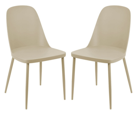 RAKI ORLANDO Set 2 scaune terasa/bucatarie, 54x46xh80cm, polipropilena, structura metalica, culoare cappuccino