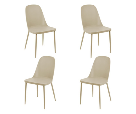 RAKI ORLANDO Set 4 scaune terasa/bucatarie, 54x46xh80cm, polipropilena, structura metalica, culoare cappuccino
