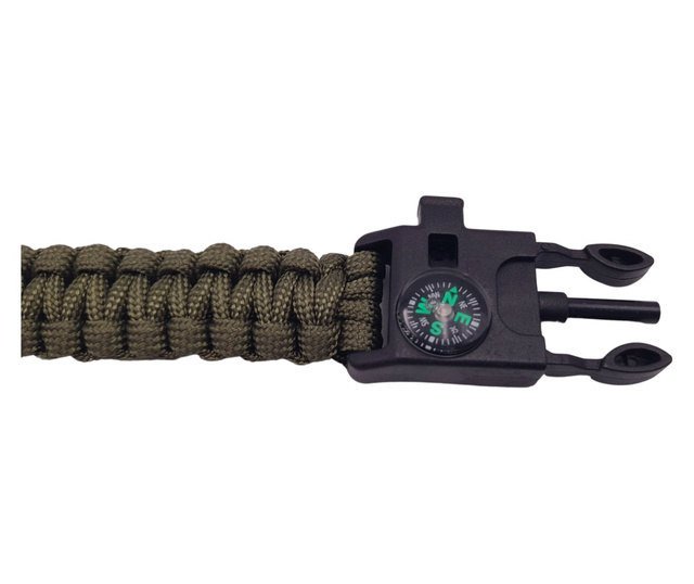 IdeallStore® гривна за оцеляване, военни излишъци, паракорд, 26 см, зелена