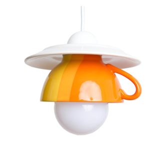 Pendul "Afternoon tea" E27, 1x60W, bol de supa + farfurie ceramica, galben - portocaliu