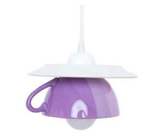 Pendul "Afternoon tea" E27, 1x60W, bol + farfurie ceramica, lila-mov