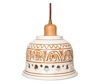 Pendul Deco Republic "Radacini - Laleaua alba" E27, 1x60W, ceramica autentica Corund