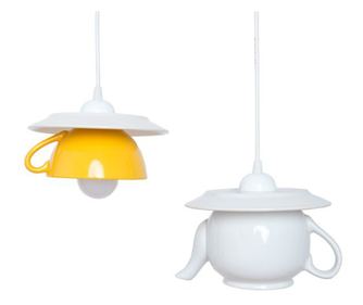Lustra "Tea time" ceainic si ceasca white & yellow