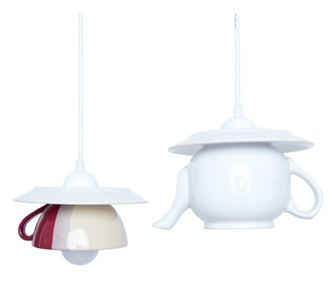 Lustra "Tea time" ceainic si ceasca marsala & white
