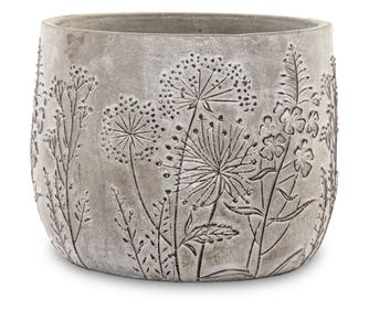 Ghiveci ceramica model flori de camp, gri, 11x14 cm