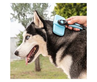 Perie de Curatat Parul Animalelor de Companie BellFyd®, pentru par mediu si lung, orel inoxidabil, usor de curatat