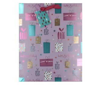Τσάντα δώρου χάρτινη L Birthday Pink