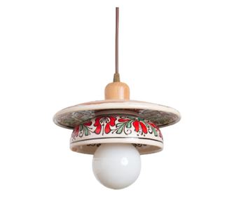 Pendul Deco Republic „Strachina decor rosu-verde” E27, 1x60W, ceramica autentica Corund