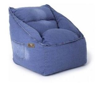 Fotoliu tip para, Big Jean Bean Bag, textil tip jolly jeans umplut cu perle polistiren, albastru
