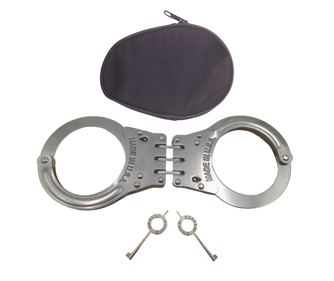 IdeallStore® lisice na šarkama, čvrsto zaključavanje, nehrđajući čelik, 20 cm, torbica uključena