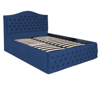 Pat dublu tapitat model Arizona 180/200 cm culoare albastru cu somiera metalica rabatabila si spatiu de depozitare