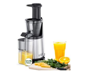 Сокоизстисквачка Slow juicer Russell Hobbs 25170-56, 150 W, 3 сита, 0.7 l,  Обратно движение, Студено пресоване, Инокс/черен
