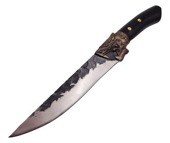 Kuhinjski nož IdeallStore, Dragon Breath, nerjaveče jeklo, lesen ročaj, 33 cm, črn