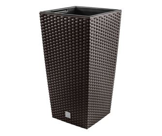 Ghiveci Decorativ Prosperplast pentru Flori, Imitatie Ratan, 22.6×22.6×42.2 cm, Maro