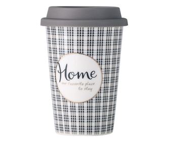 Pufo Home kerámia utazóbögre kávéhoz szilikon tetővel, 415 ml, sötétszürke