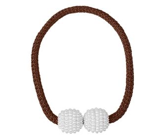 Cordon de strangere Pufo Beads pentru draperie sau perdea cu magnet, maro