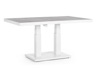 Truman állítható magasságú asztal, alumínium fehér és kerámia szürke, 140x85x72 cm