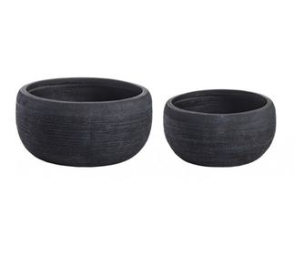 Set od 2 crne tegle za cvijeće od fiberglasa, 42.5x21 cm, 53.5x25.5 cm