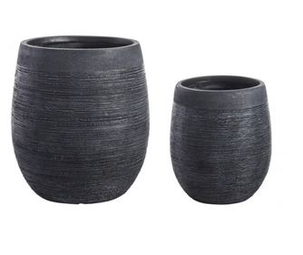 Set od 2 crne tegle za cvijeće od fiberglasa, 34.5x39 cm, 46.5x51.5 cm