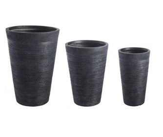 Set od 3 crne tegle za cvijeće od fiberglasa 30x50.5 cm, 40x56.5 cm, 49.5x69.5 cm
