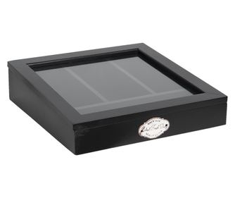 Кутия за съхранение на прибори черно дърво 30x30x8 см