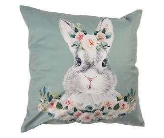 2 darabos, többszínű, nyúl mintás poliészter párnahuzat szett, 45x45 cm