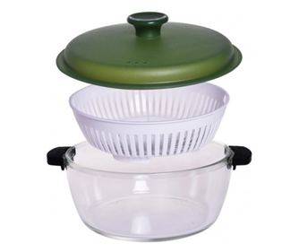 Vas Termic Multifunctional , Sticla Borosilicata, Cu Capac , 1.5L, Ideal De Gatit La Aburi, Gourmet Studio Casa