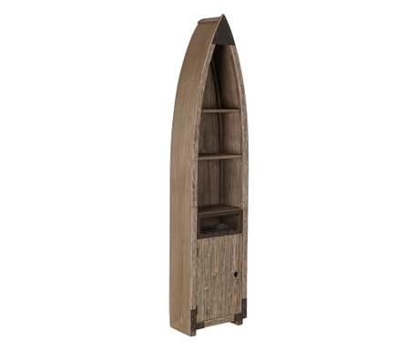Raft in forma de barca, lemn, aspect antichizat, 39x22.5x170 cm