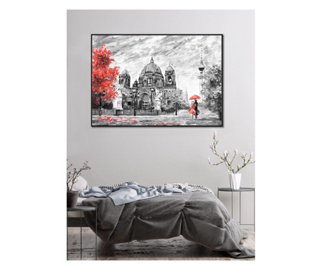 Tablou canvas White and Red 9507, panza 360g pe sasiu lemn 90cm x 120cm, Canvas,, Living, Dormitor