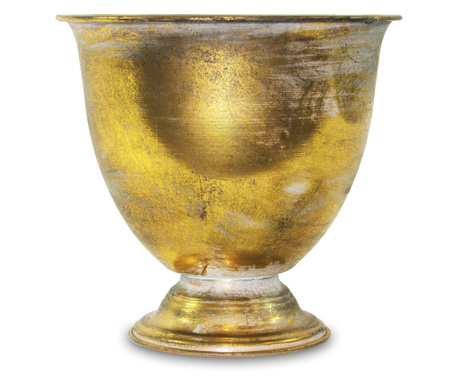 Pocal metalic, auriu antic, 19x20 cm
