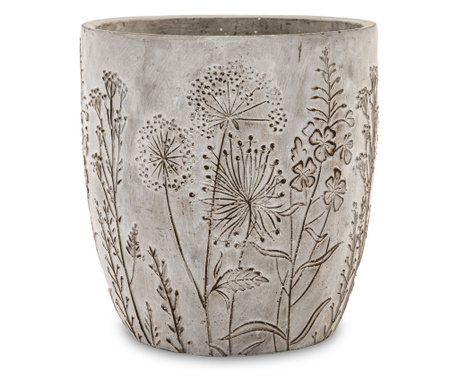 Ghiveci ceramica model flori de camp, gri, 21.5x20.5 cm